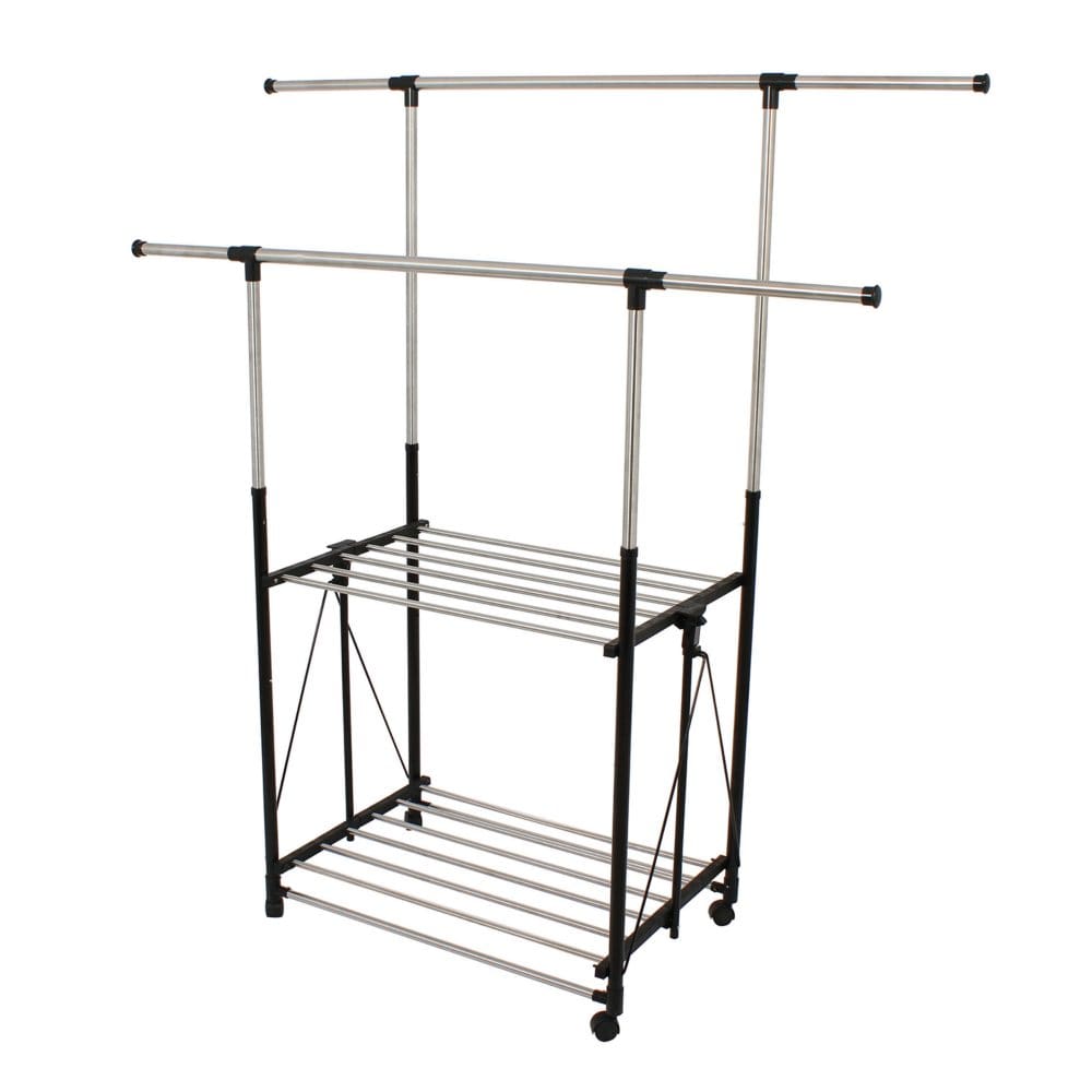 Greenway Stainless-Steel Collapsible Double-Bar Garment Rack | ShelHealth