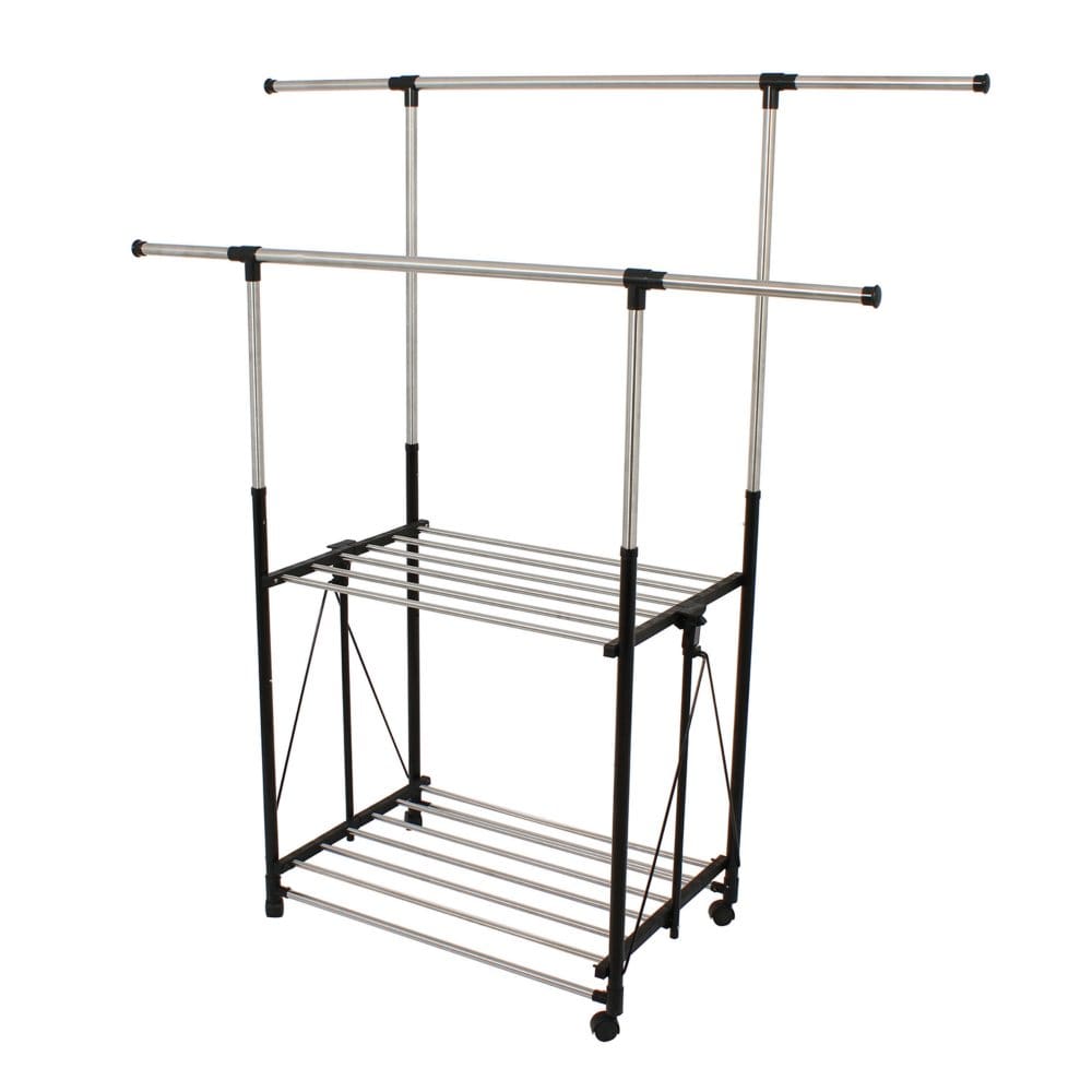 Greenway Stainless-Steel Collapsible Double-Bar Garment Rack - Laundry Organization - Greenway