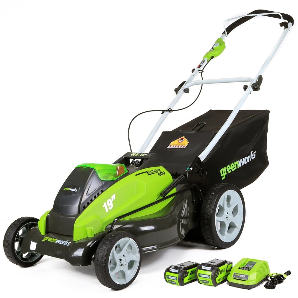 GreenWorks G-MAX 40V 19 Cordless Lawn Mower w/ 2 Batteries and a Charger - Lawn Mowers - GreenWorks