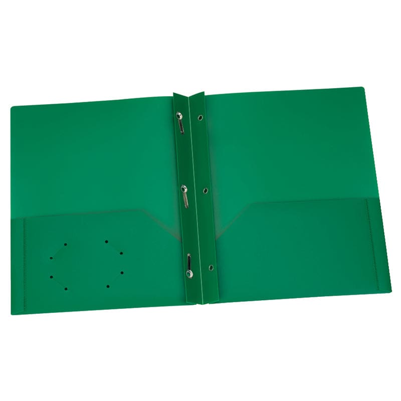 Grn 25/Pk Poly 2 Pocket with Prong - Folders - Tops Products