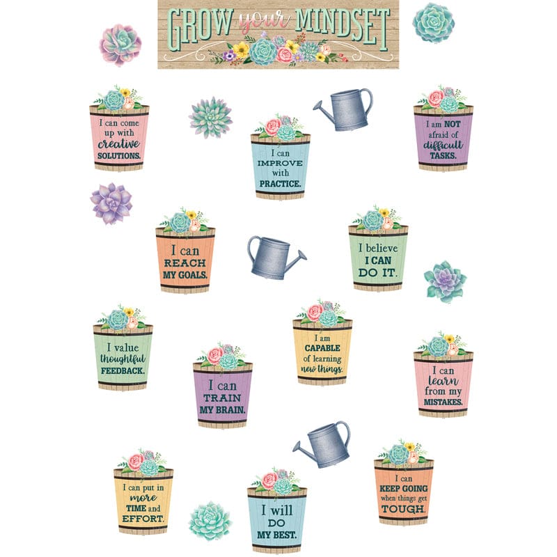 Grow Your Mindset Mini Bb St Rustic Bloom (Pack of 6) - Classroom Theme - Teacher Created Resources
