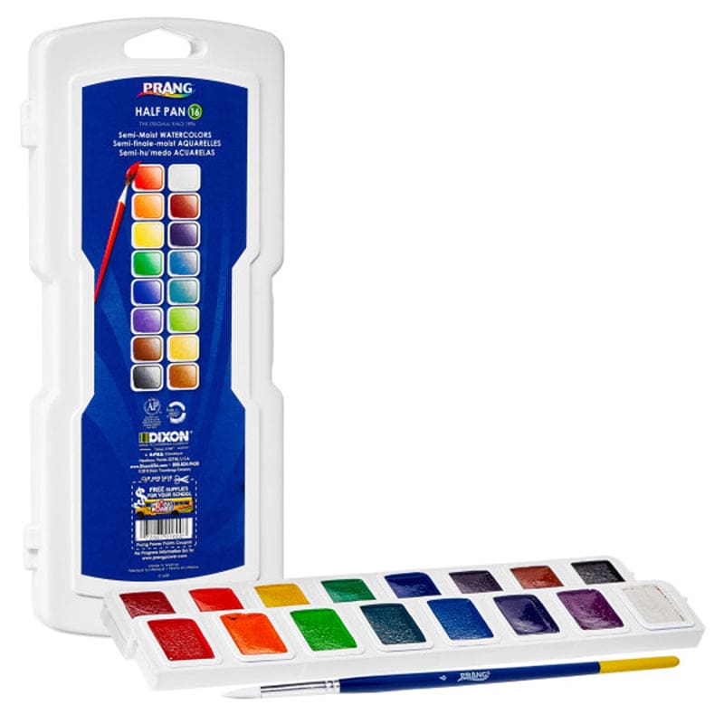 Half Pan Watercolors 16 Colors with Brush Prang (Pack of 3) - Paint - Dixon Ticonderoga Company