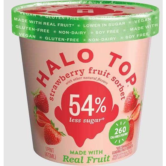 HALO TOP Grocery > Frozen HALO TOP: Strawberry Fruit Sorbet Pint, 16 fo
