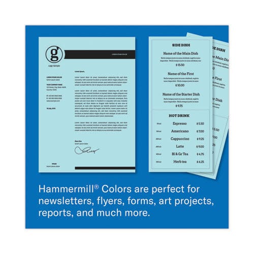 Hammermill Colors Print Paper 20 Lb Bond Weight 8.5 X 11 Blue 500 Sheets/ream 10 Reams/carton - School Supplies - Hammermill®
