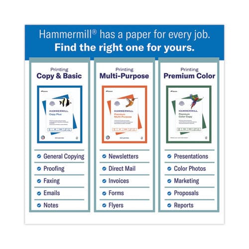 Hammermill Copy Plus Print Paper 92 Bright 20 Lb Bond Weight 8.5 X 11 White 500 Sheets/ream 5 Reams/carton - School Supplies - Hammermill®