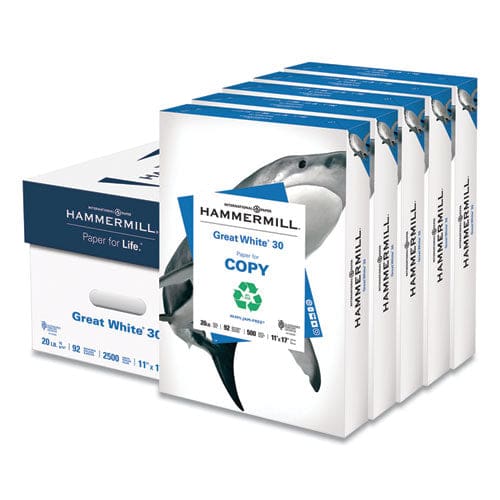 Hammermill Great White 30 Recycled Print Paper 92 Bright 20lb Bond Weight 8.5 X 11 White 500/ream,10 Reams/carton,40 Cartons/pallet - School