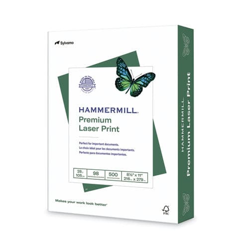 Hammermill Premium Laser Print Paper 98 Bright 28 Lb Bond Weight 8.5 X 11 White 500/ream - School Supplies - Hammermill®