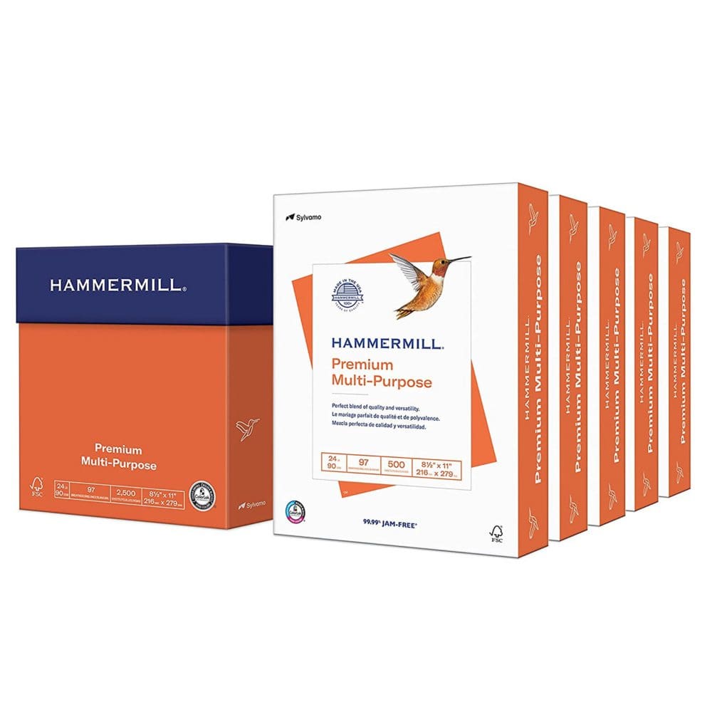 Hammermill - Premium Multipurpose Paper 8-1/2 x 11 White - 2500/Carton - Copy Paper - Hammermill