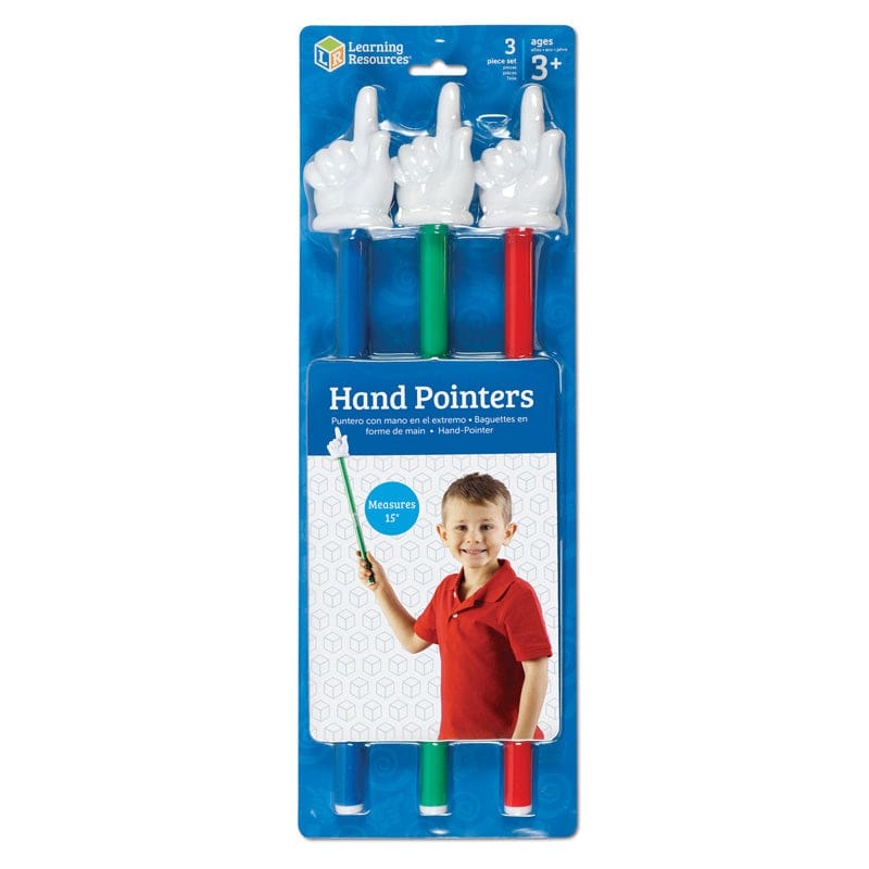 Hand Pointers 3-Set Assorted Colors (Pack of 3) - Pointers - Learning Resources