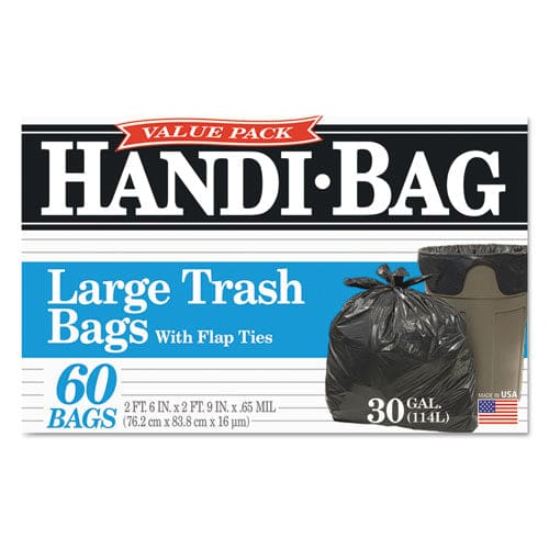 Handi-Bag Super Value Pack 30 Gal 0.65 Mil 30 X 33 Black 60/box - Janitorial & Sanitation - Handi-Bag®