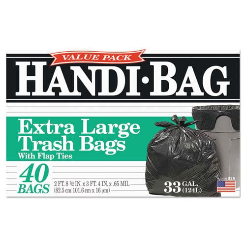 Handi-Bag Super Value Pack 33 Gal 0.65 Mil 32.5 X 40 Black 40/box - Janitorial & Sanitation - Handi-Bag®