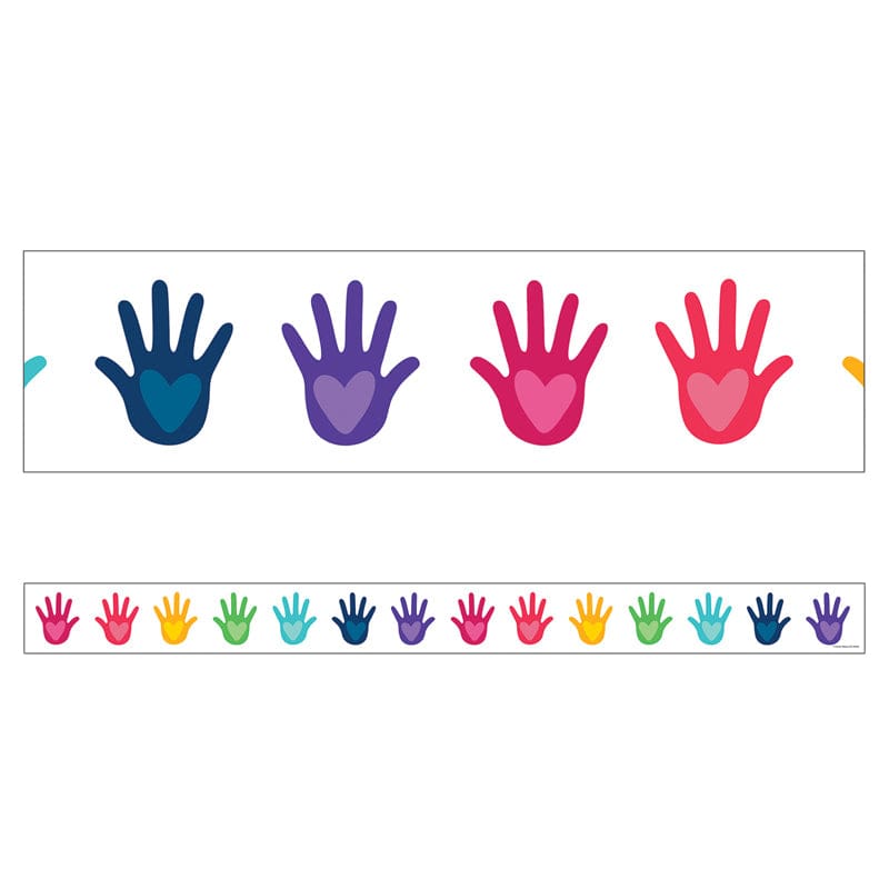 Hands With Hearts Straight Borders One World (Pack of 10) - Border/Trimmer - Carson Dellosa Education