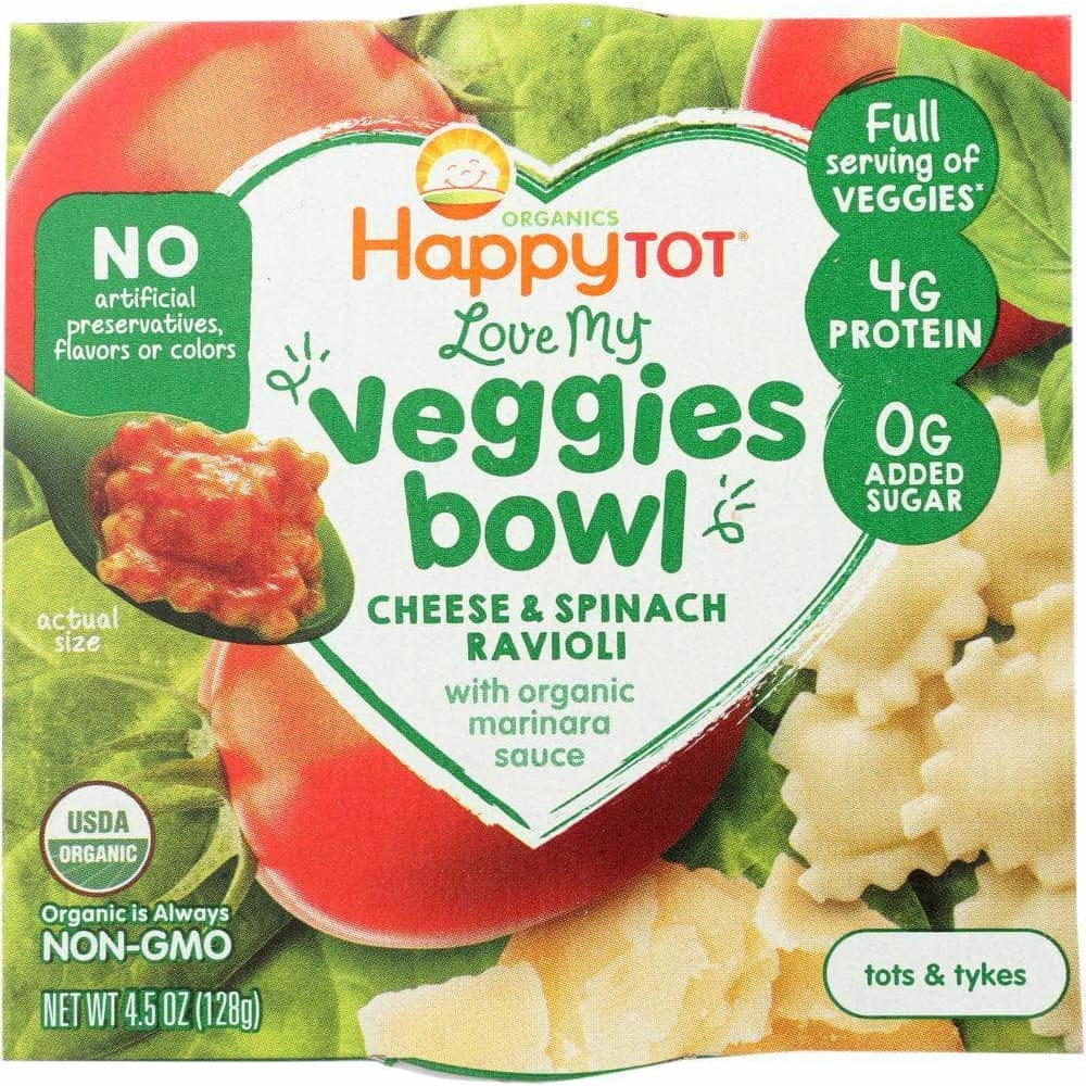 Happy Family Brands Happy Baby Cheese and Spinach Ravioli Bowl, 4.5 OZ