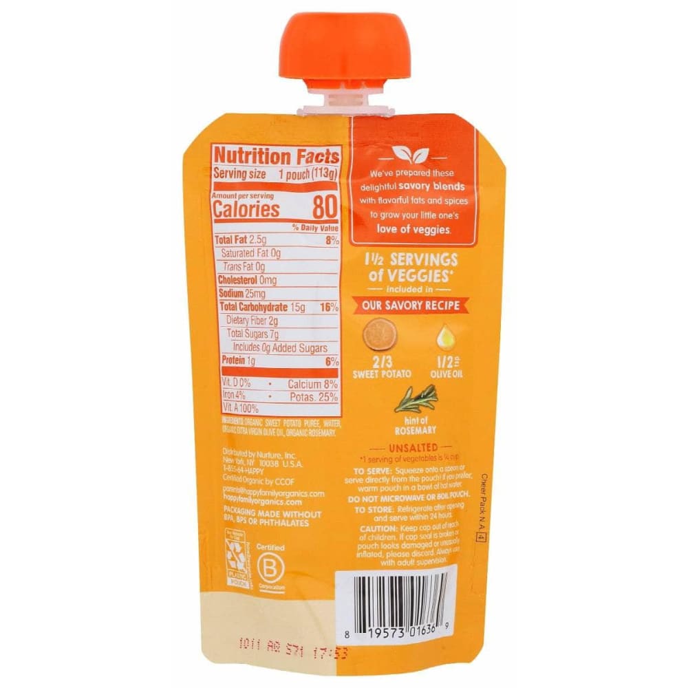 HAPPY BABY Happy Baby Food Baby Swtpot Olv Org, 4 Oz