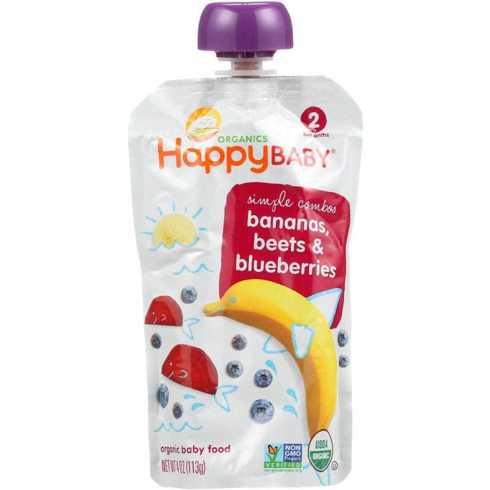 Happy Baby Happy Baby Organic Baby Food Stage 2 Bananas Beets & Blueberries 6+ Months, 4 oz