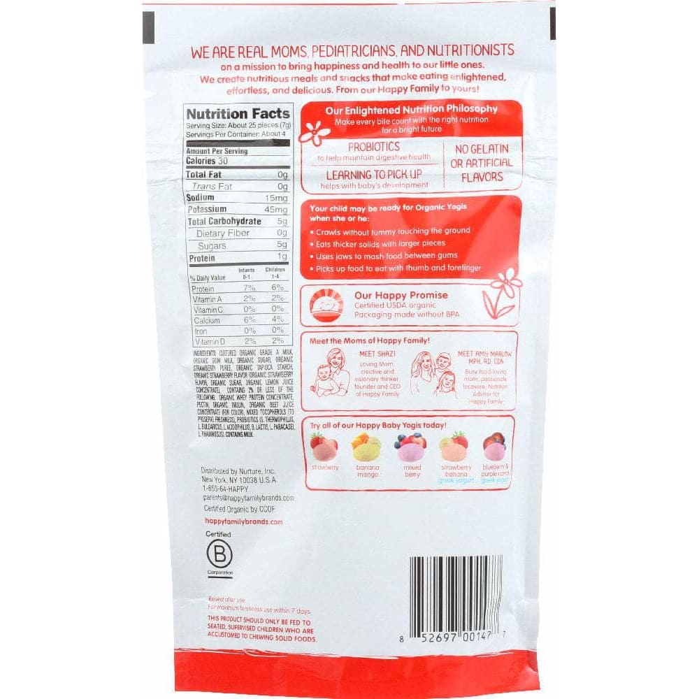 Happy Baby Happy Baby Organic Yogis Yogurt and Fruit Snacks Strawberry, 1 oz