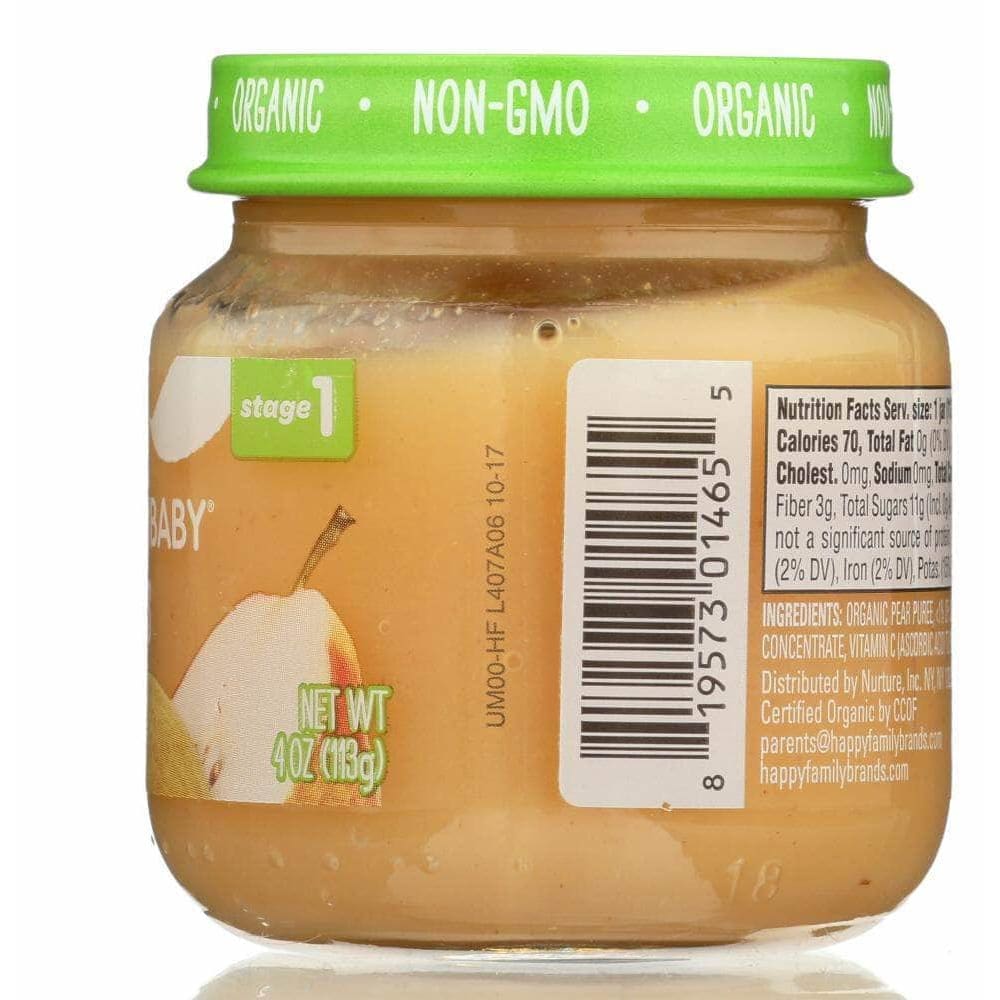 Happy Baby Happy Baby Stage 1 Pears Baby Snack in Jar, 4 oz