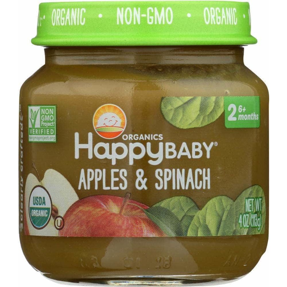 Happy Baby Happy Baby Stage 2 Apples and Spinach Baby Food, 4 oz