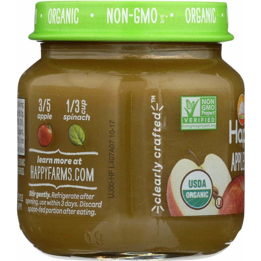 Happy Baby Happy Baby Stage 2 Apples and Spinach Baby Food, 4 oz