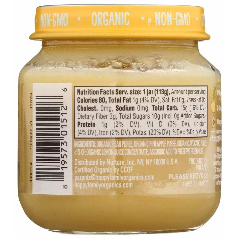 HAPPY BABY Happy Baby Stage 2 Pear Pinapl Avocd, 4 Oz