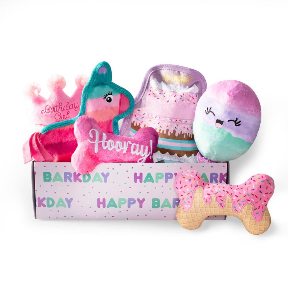 Happy Barkday Birthday Girl Box Dog Toy Bundle 6-Piece Set (Pink) - New Grocery & Household - Happy Barkday