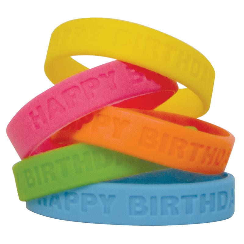Happy Birthday Wristbands 10/Pk Neon Colors (Pack of 10) - Novelty - Teacher Created Resources