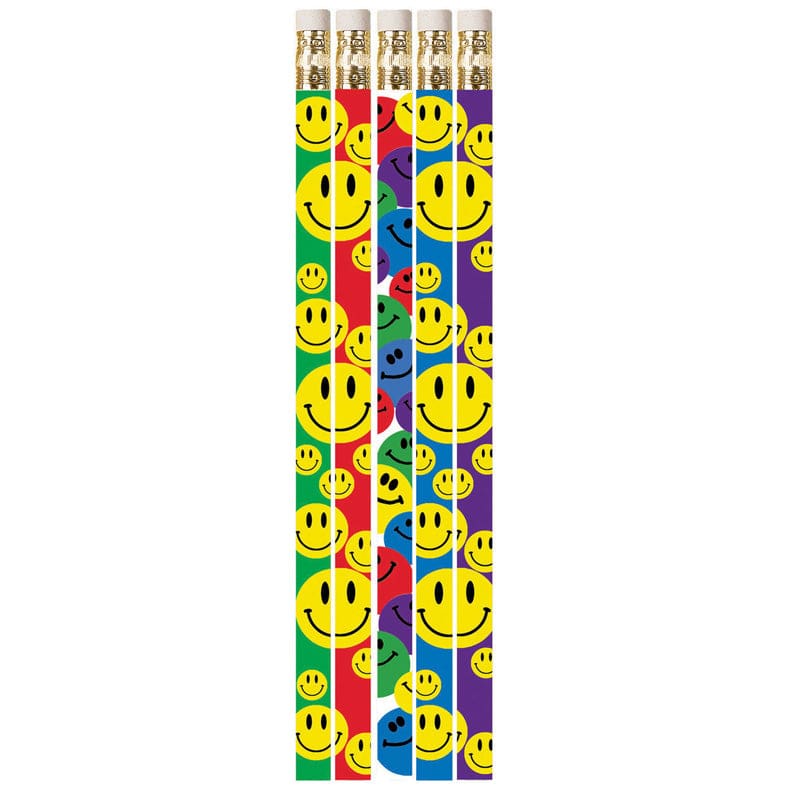 Happy Face Asst 12Pk Motivational Fun Pencils (Pack of 12) - Pencils & Accessories - Musgrave Pencil Co Inc