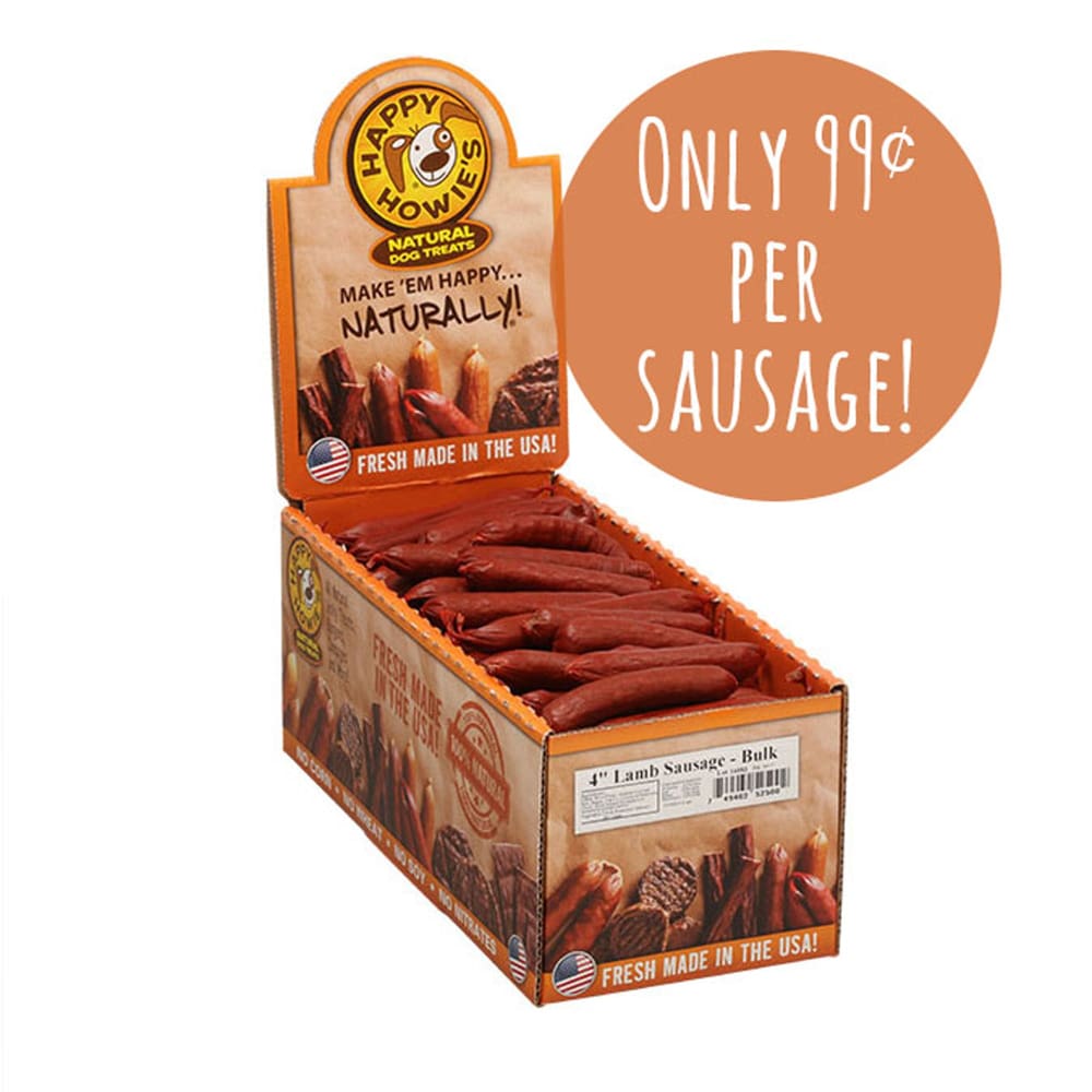 Happy Howie Dog Lamb Sausage 4 Inch 80 Pack - Pet Supplies - Happy Howie