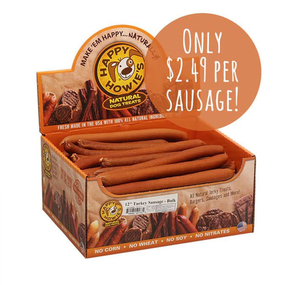 Happy Howie Dog Turkey Sausage 12 Inch Bulk 36 Pack - Pet Supplies - Happy Howie