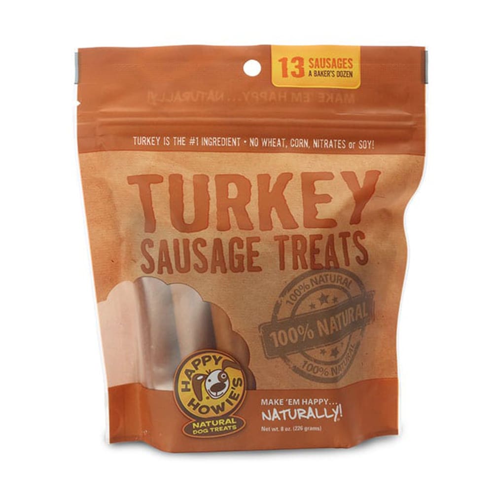 Happy Howie Dog Turkey Sausage Bakers Dozen 4 Inch 8Oz - Pet Supplies - Happy Howie
