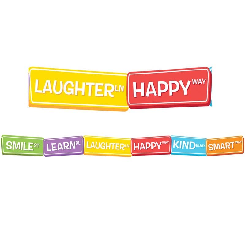 Happy Street Signs Deco Trim A Teachable Town (Pack of 10) - Border/Trimmer - Eureka