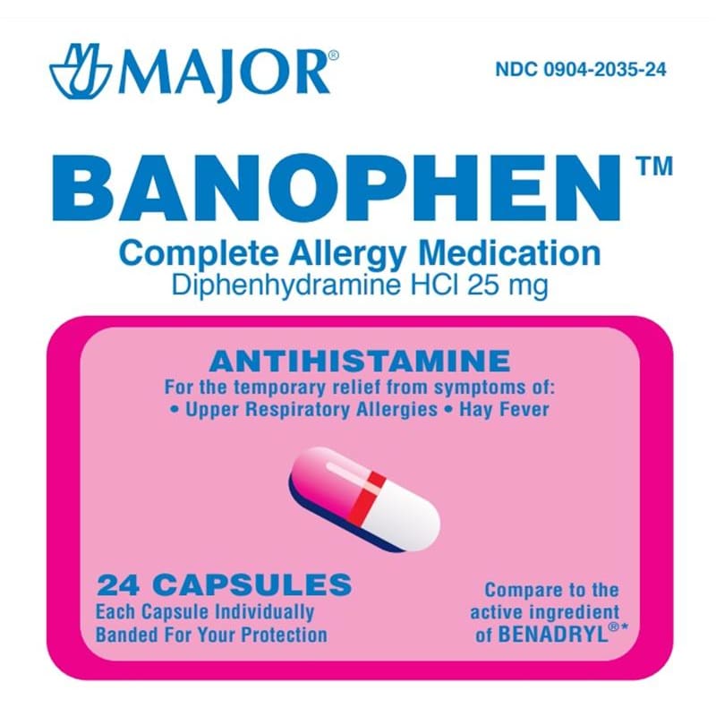 Harvard Drug Banophen Capsules 25Mg Diphenhydramine Box of 24 (Pack of 6) - Over the Counter >> Allergy Relief - Harvard Drug