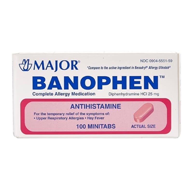 Harvard Drug Banophen Minitabs 25Mg (Benadryl) Box of 100 (Pack of 5) - Over the Counter >> Allergy Relief - Harvard Drug