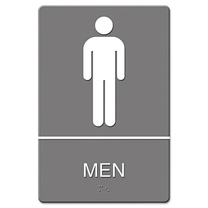 Headline Sign Ada Sign Men Restroom Symbol W/tactile Graphic Molded Plastic 6 X 9 Gray - Office - Headline® Sign