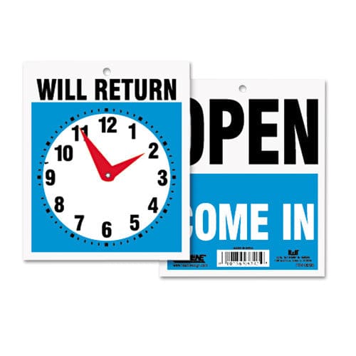 Headline Sign Double-sided Open/will Return Sign With Clock Hands Plastic 7.5 X 9 - Office - Headline® Sign