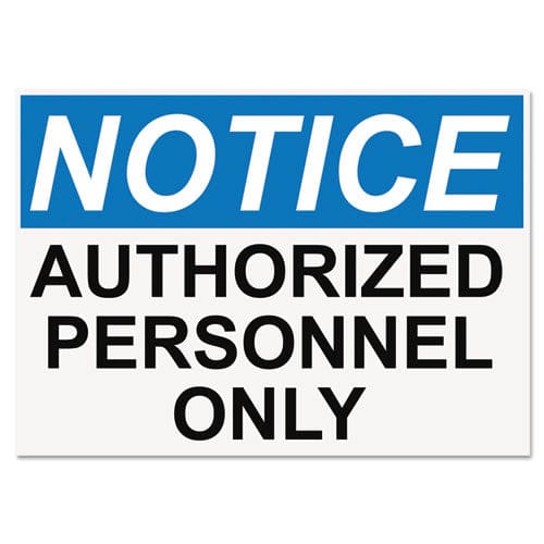 Headline Sign Osha Safety Signs Notice Authorized Personnel Only White/blue/black 10 X 14 - Office - Headline® Sign