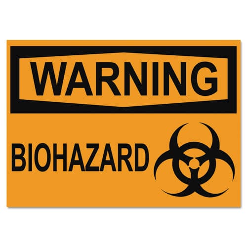 Headline Sign Osha Safety Signs Warning Biohazard Orange/black 10 X 14 - Office - Headline® Sign