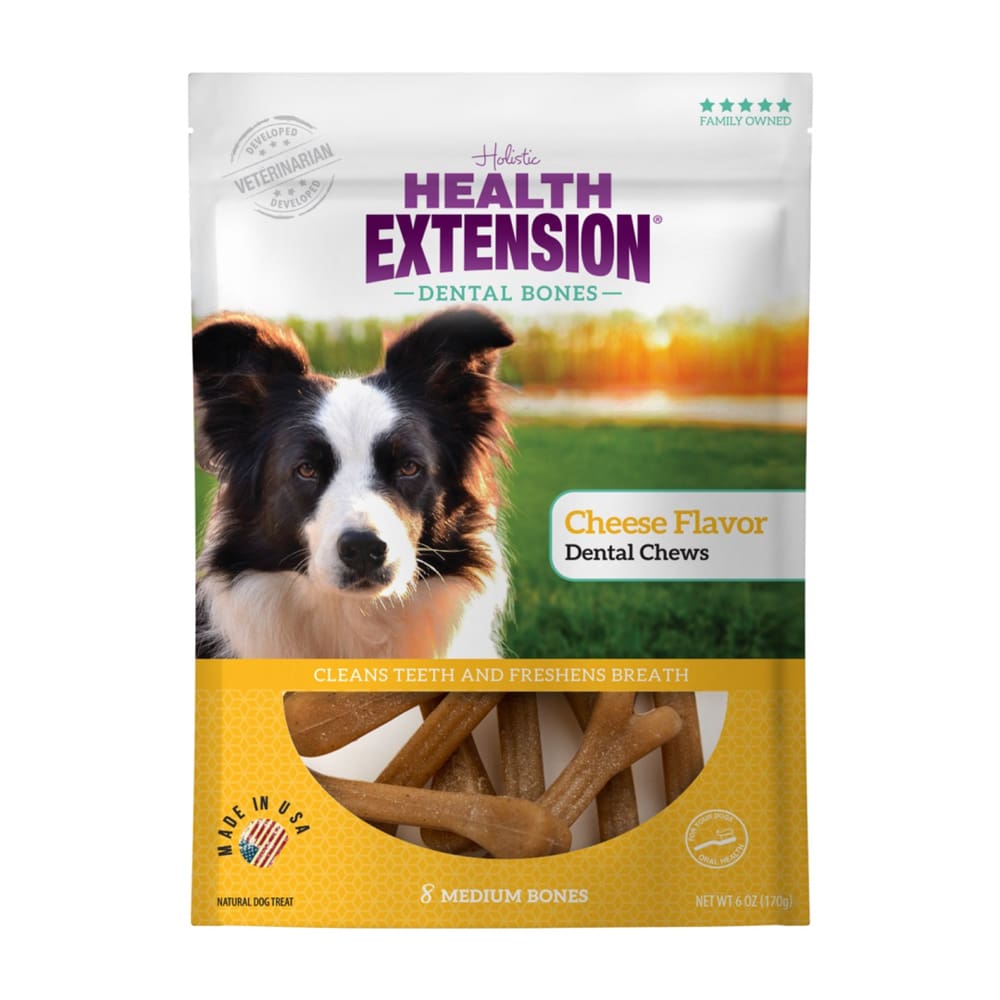 Health Extension Dental Bones - Medium - Cheese 8pk - Pet Supplies - Health Extension