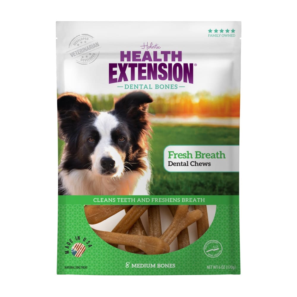 Health Extension Dental Bones - Medium - Fresh Breath 8pk - Pet Supplies - Health Extension