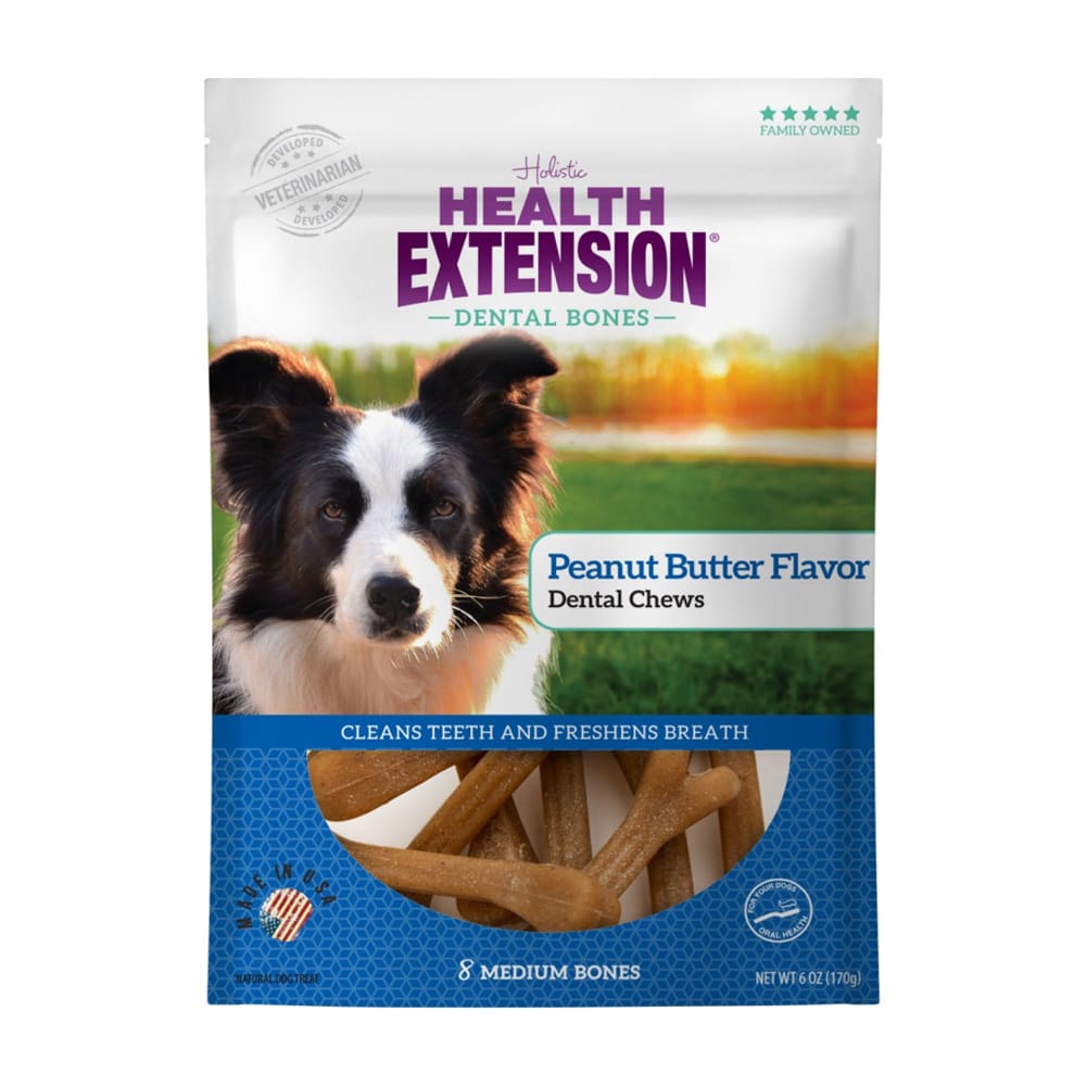 Health Extension Dental Bones - Medium - Peanut Butter 8pk - Pet Supplies - Health Extension