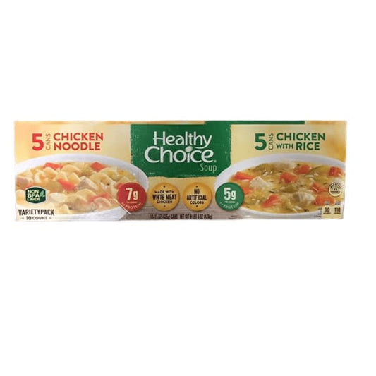 Healthy Choice Soup Variety Pack (Chicken Noodle & Chicken with Rice),  10 x 15 oz - ShelHealth.Com