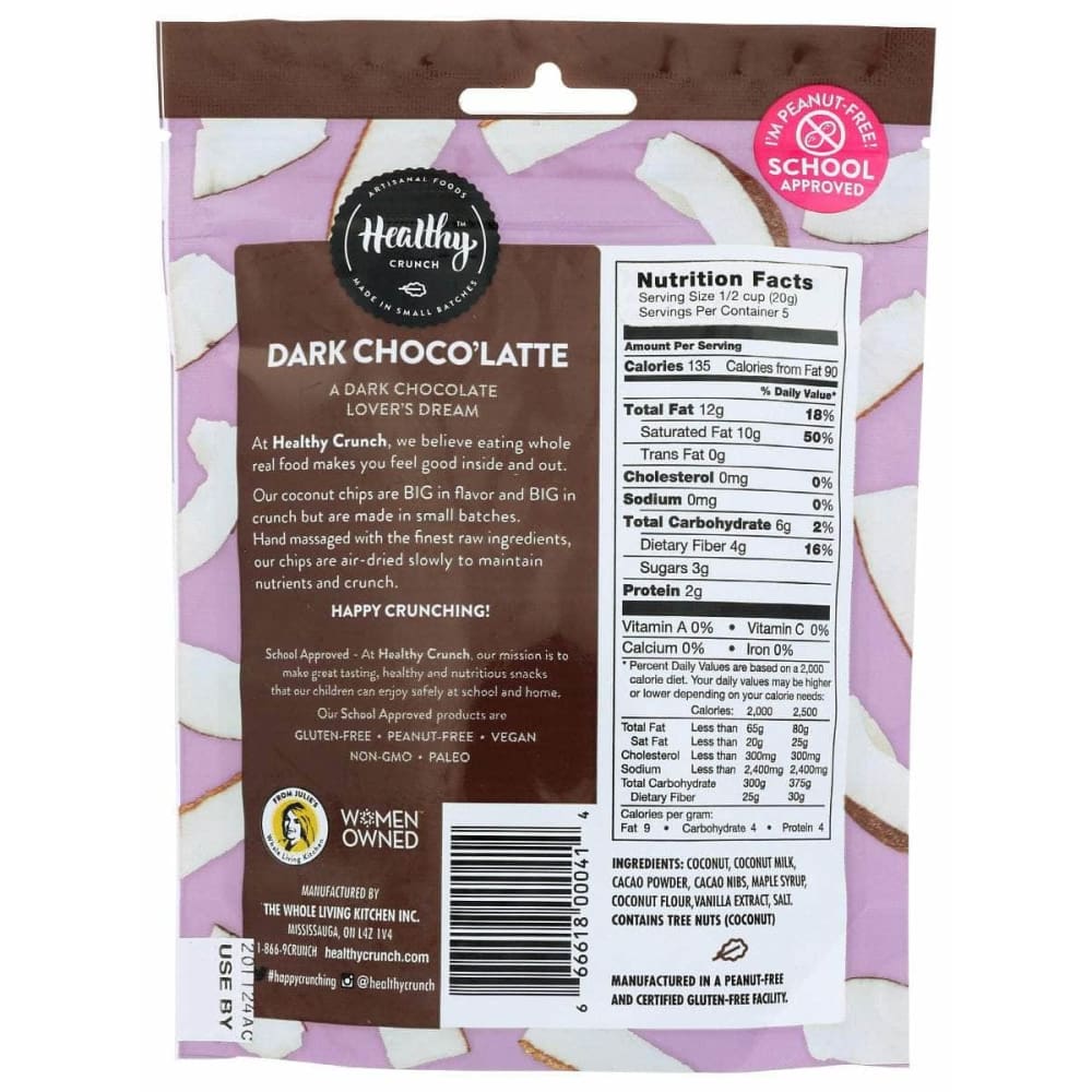 HEALTHY CRUNCH Healthy Crunch Dark Choco Latte Coconut Chips, 3.5 Oz