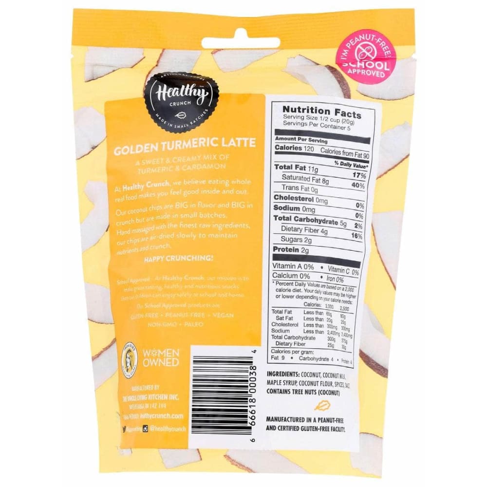 HEALTHY CRUNCH Healthy Crunch Golden Turmeric Latte Coconut Chip, 3.5 Oz