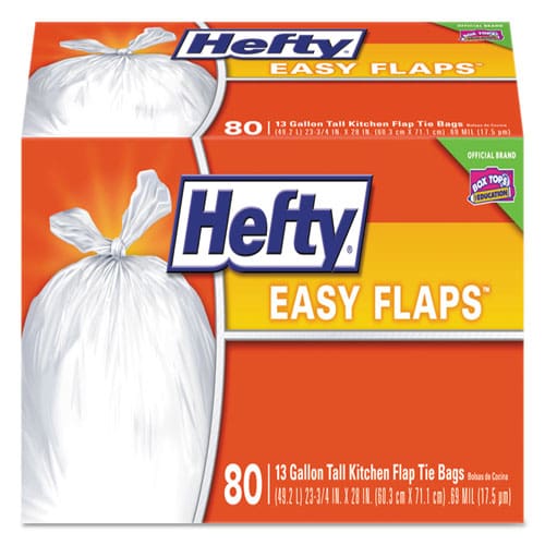 Hefty Easy Flaps Trash Bags 30 Gal 1.05 Mil 30 X 33 Black 40/box - Janitorial & Sanitation - Hefty®