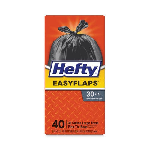 Hefty Easy Flaps Trash Bags 30 Gal 1.05 Mil 30 X 33 Black 40/box - Janitorial & Sanitation - Hefty®