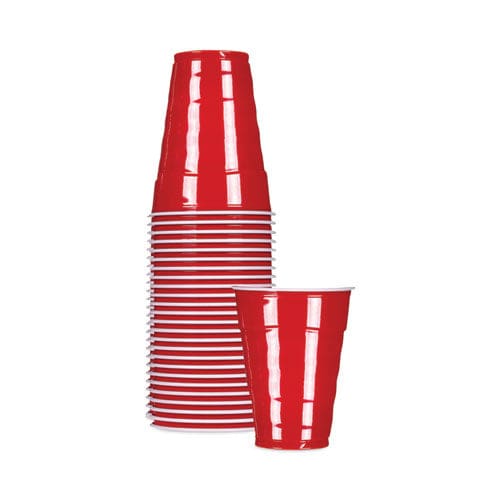 Hefty Easy Grip Disposable Plastic Party Cups 18 Oz Red 50/pack 8 Packs/carton - Food Service - Hefty®