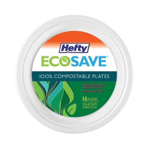 Hefty Ecosave Tableware Plate Bagasse 10.13 Dia White 16/pack - Food Service - Hefty®