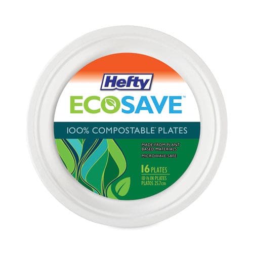 Hefty Ecosave Tableware Plate Bagasse 6.75 Dia White 30/pack 12 Packs/carton - Food Service - Hefty®