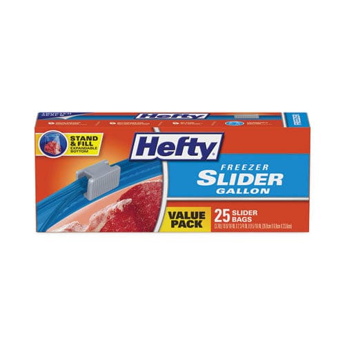 Hefty Slider Bags 1 Gal 2.5 Mil 10.56 X 11 Clear 25 Bags/box 9 Boxes/carton - Food Service - Hefty®