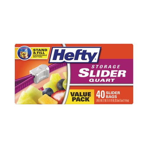 Hefty Slider Bags 1 Qt 1.5 Mil 8 X 7 Clear 40 Bags/box 9 Boxes/carton - Food Service - Hefty®